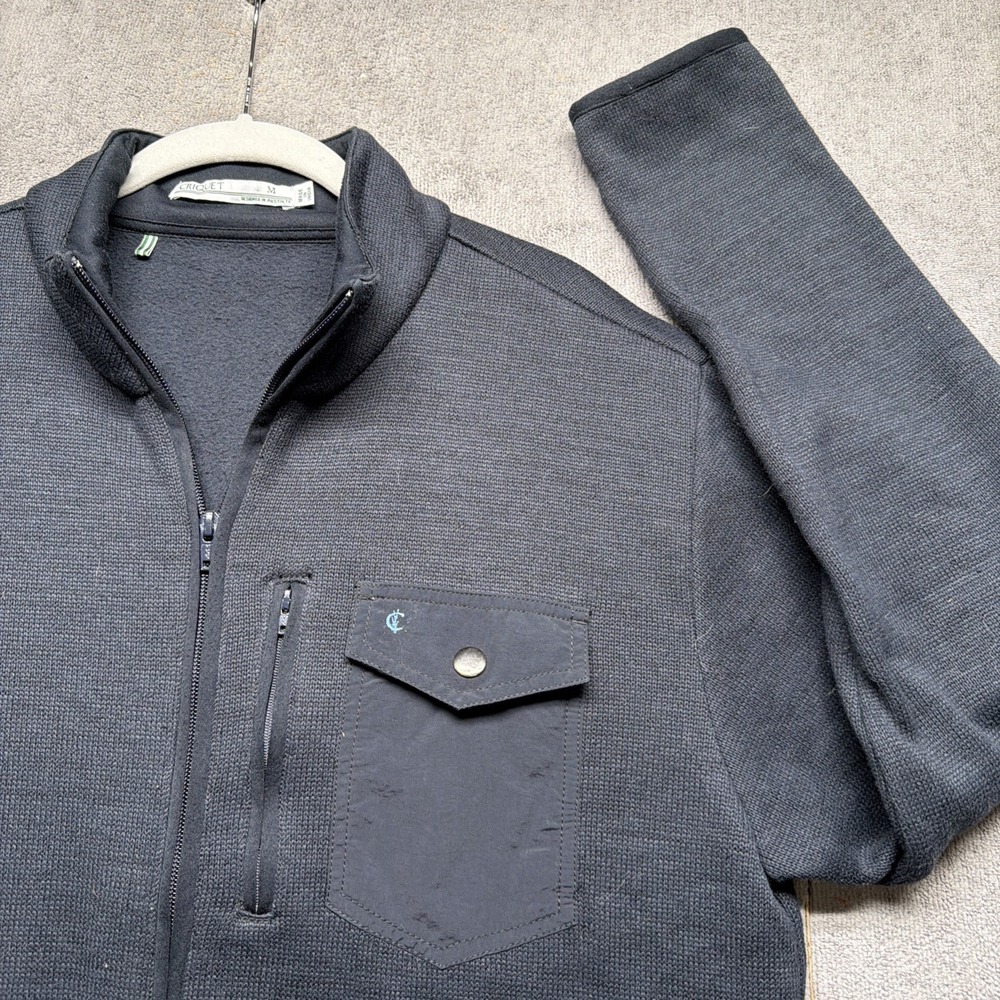 Criquet Men's Quarter Zip Pullover‎ Jacket Black Workwear Casual Medium